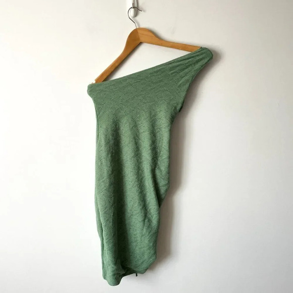 Oh Polly  One Shoulder Cutout Bodycon Mini Dress Green Size 6 - Picture 4 of 6
